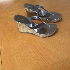 Pewter metallic sandals